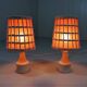 Lampes de chevet ou de table blanches et orange, années 1960