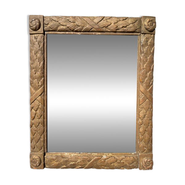Miroir doré bois sculpté ancien Louis XVI
