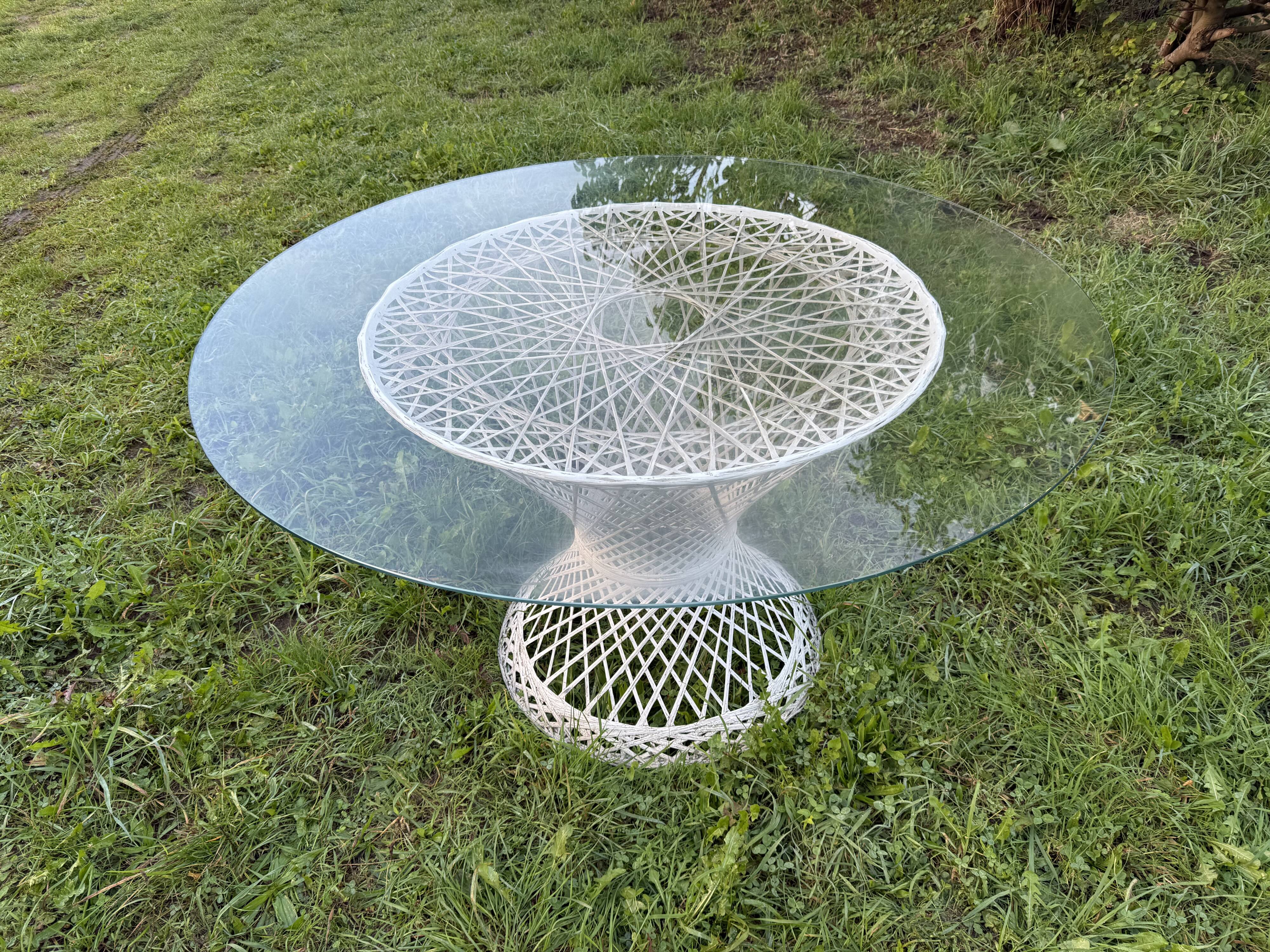 Russell Woodward garden table, fibreglass woven.