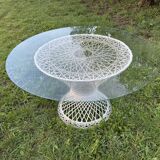 Russell Woodward garden table, fibreglass woven.