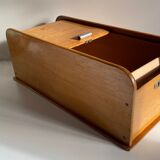 Wooden box with curtain vintage storage