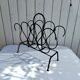 Metal and leather magazine rack, attributed to Jacques Adnet, vintage