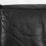 Mid-century modern black leather Scandinavian sofa, 1960s