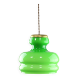 Big Green Mid-century Italian Brass and Glass Pendant Lamp