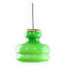 Lampe à suspension italienne en laiton et verre Big Green du milieu du siècle