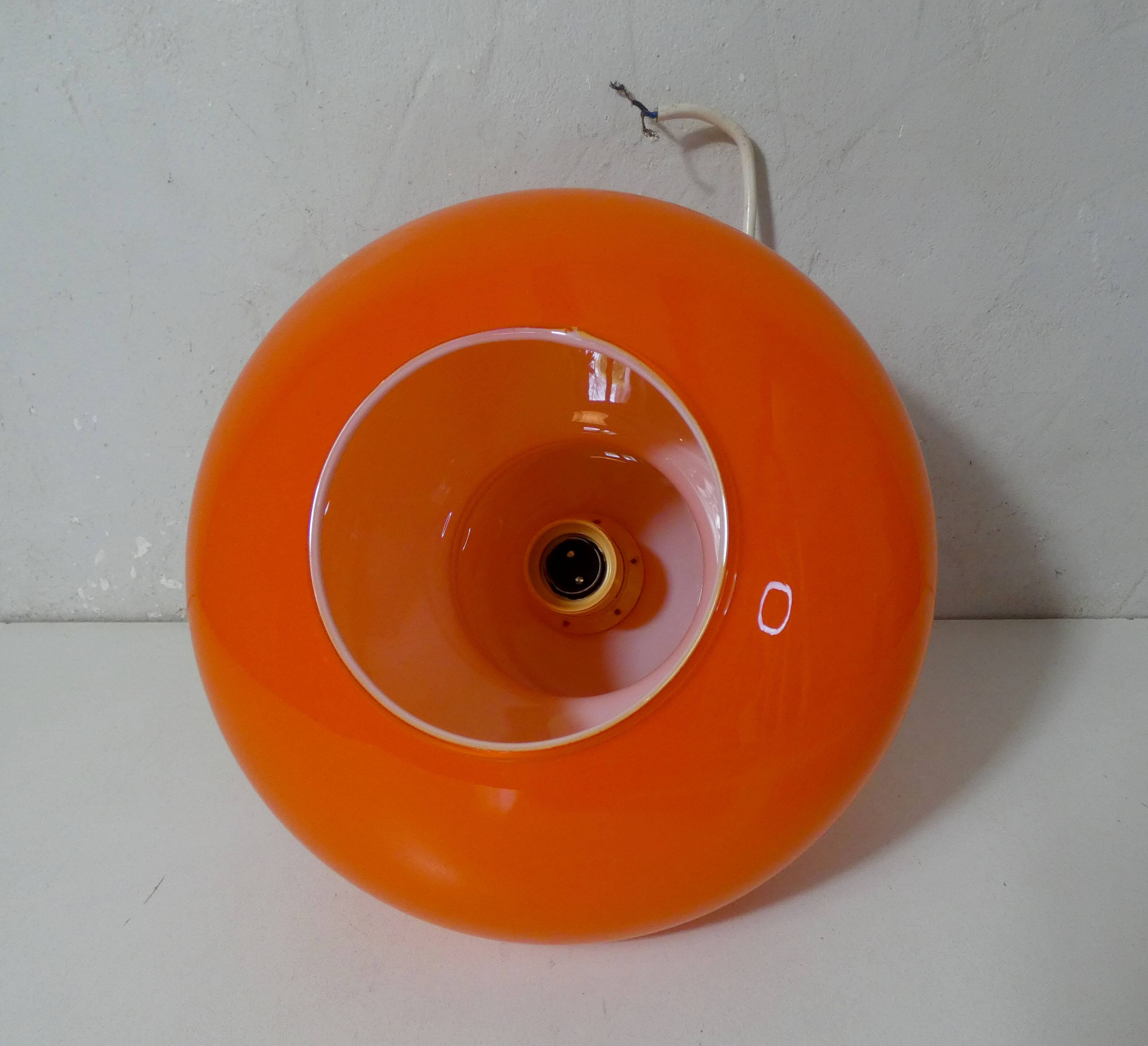 Orange glass pendant light