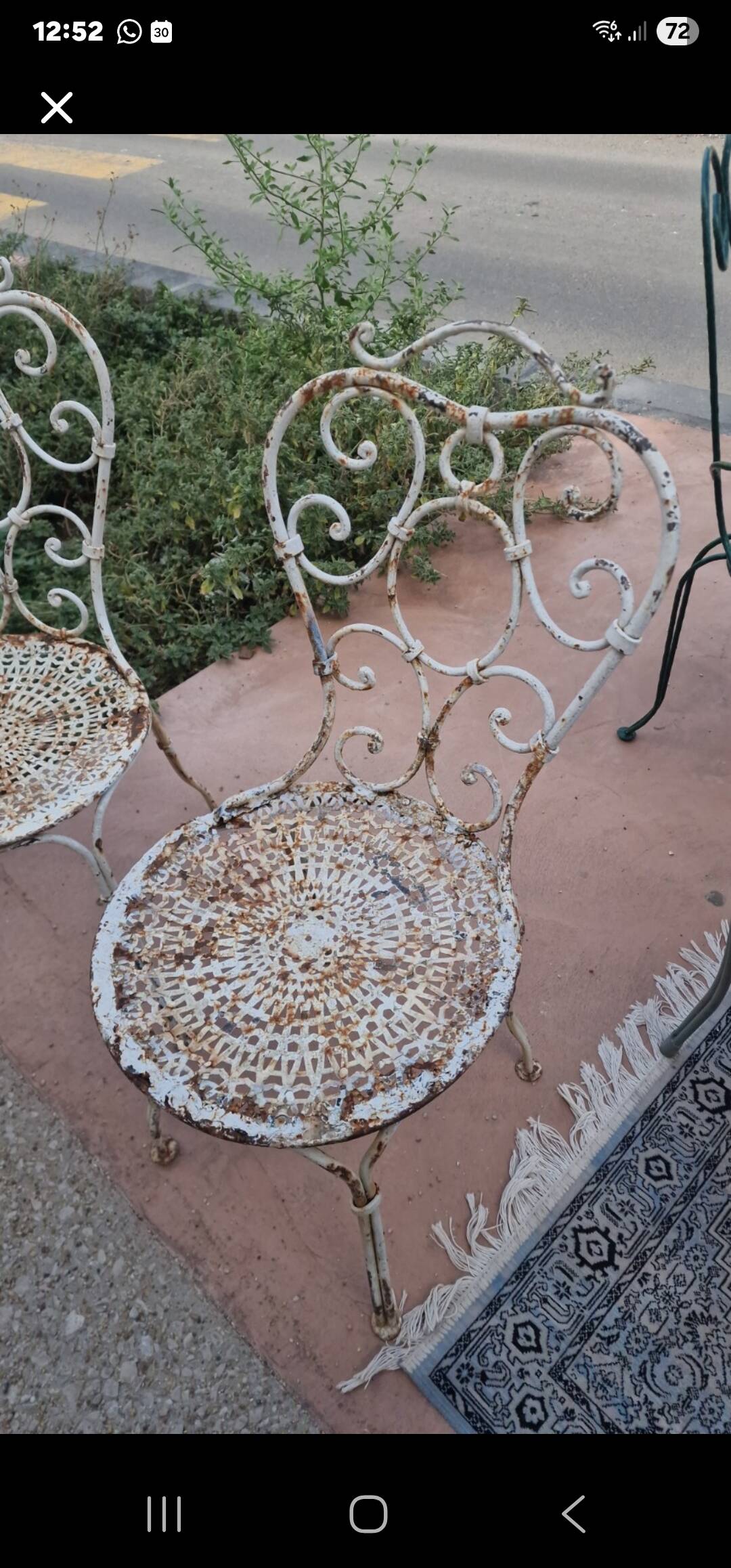 Lot de 4 chaises de jardin en fer forgé ancien
