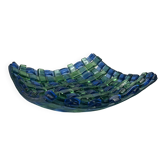 Vintage woven glass vide poche in blue and green, 20th century.