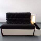 Vintage sofa bed bench with integrated lighting, Italian design Beka Tortuga, in skai, fiber