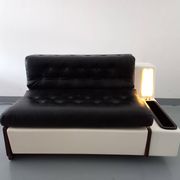 Vintage sofa bed bench with integrated lighting, Italian design Beka Tortuga, in skai, fiber