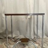 Art Deco pedestal table wood and chrome