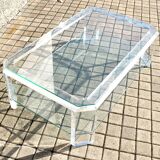 Modernist coffee table in glass and plexiglass altuglas design David Lange 1980
