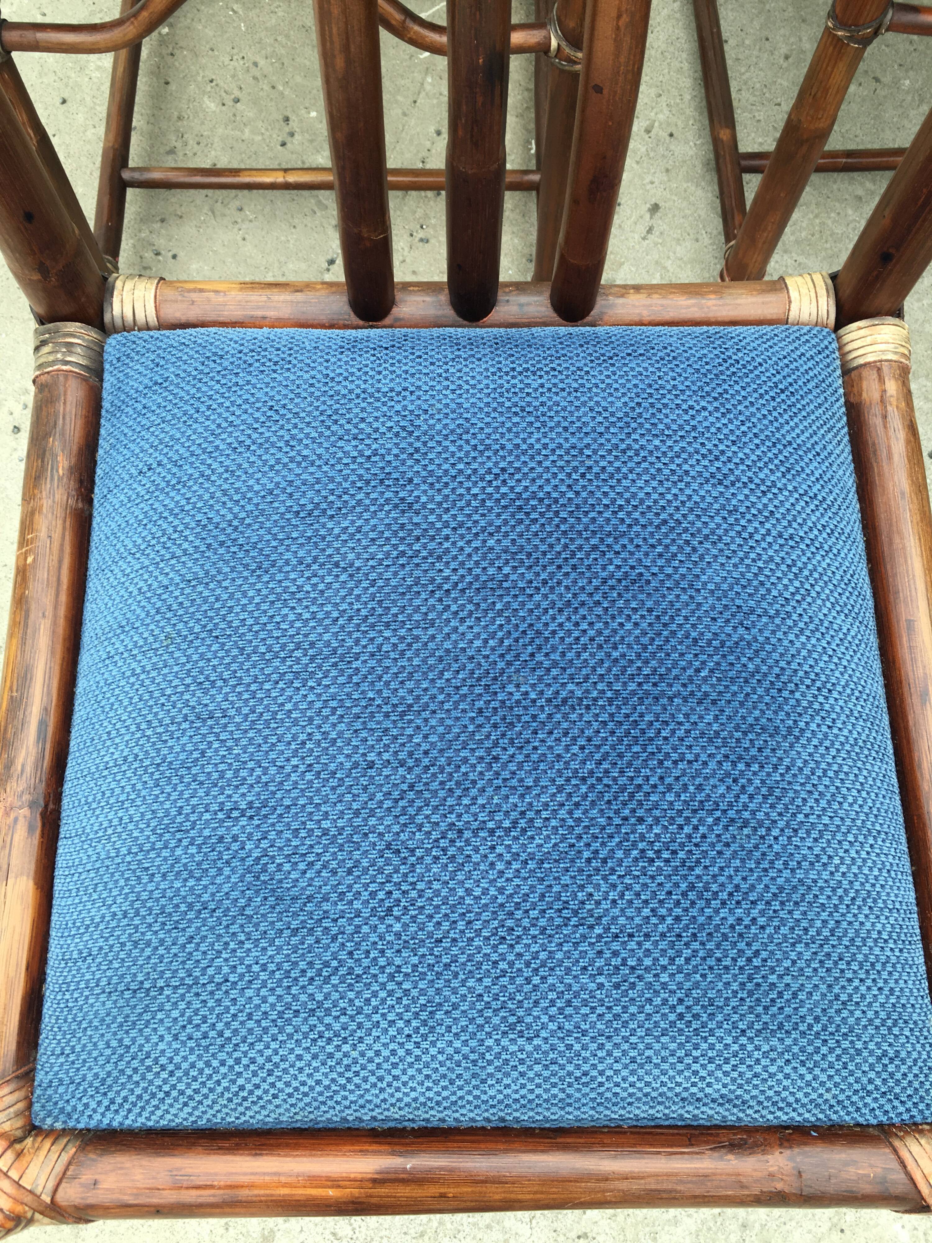 6 bamboo leather chairs 1980