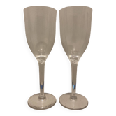 Two champagne flutes in Lalique Crystal
