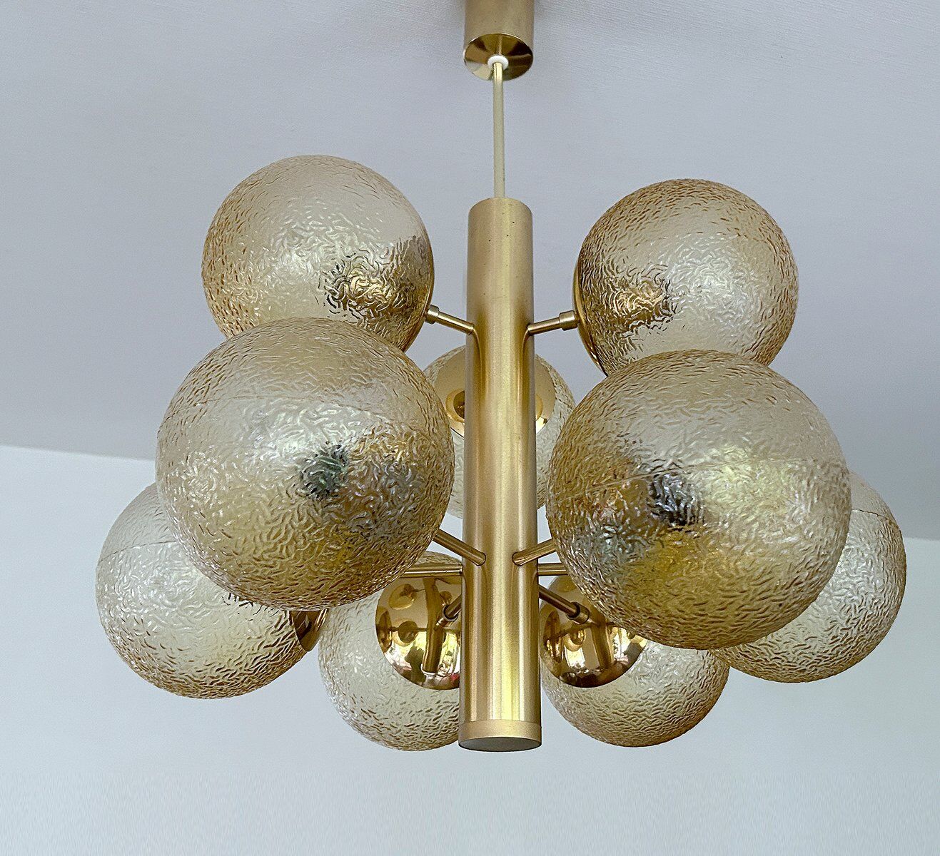 Grand lustre en verre de l'ère spatiale, années 1970