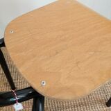 Series of 4 wooden and metal school chairs