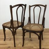 2 chairs in curved wooden and canning