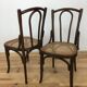 Set 2 chaises bistrots en bois courbé et cannage