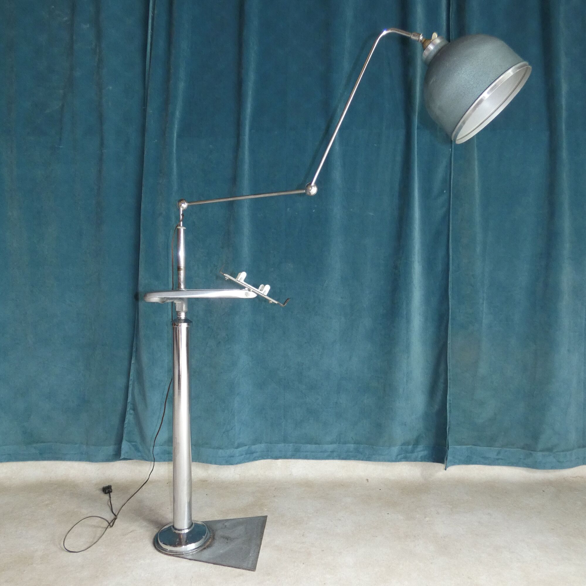 Atelier xxl industrial floor lamp with circa 1950 tablet phone holder