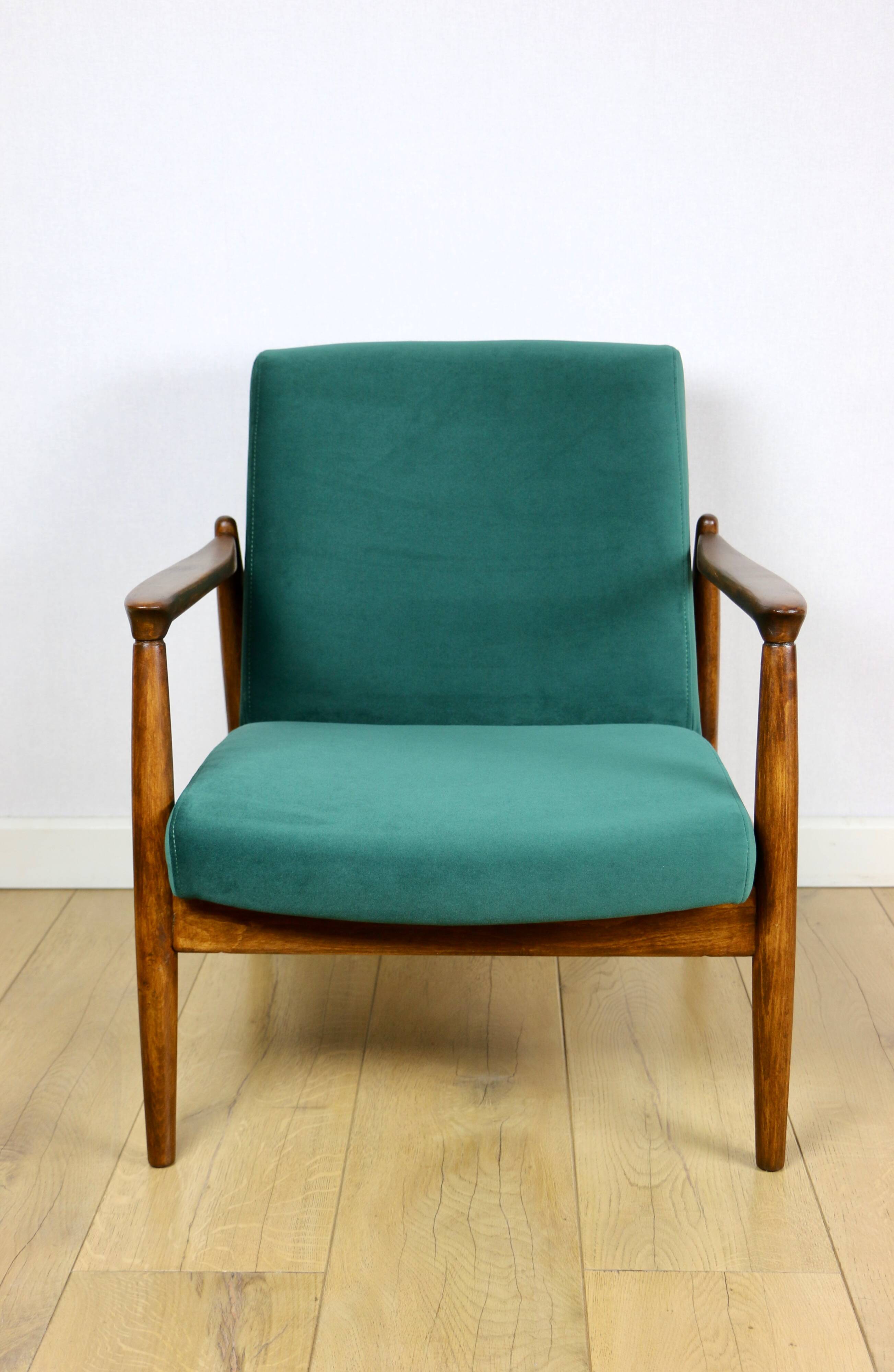 GFM-64 armchair, design by Edmund Homa from the 70s, green velvet - Jade 500 - 2 pieces available
