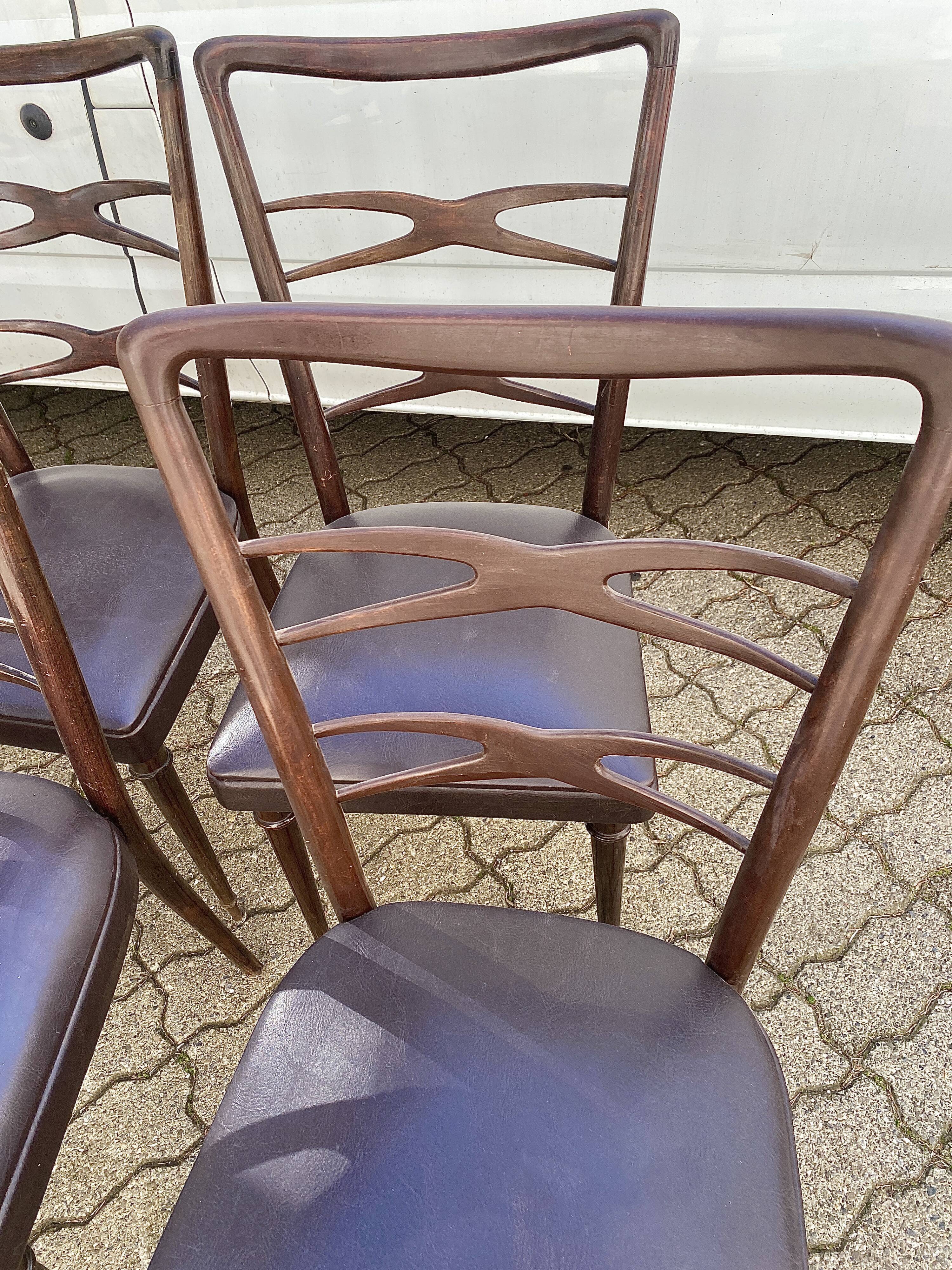 6 chairs meclchiorre bega for ponti circa 60s