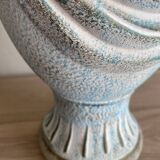 Painted plaster lamp, new 2 M fabric cable, fabric lampshade