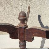 Small rustic antique tripod side table made of solid wood.