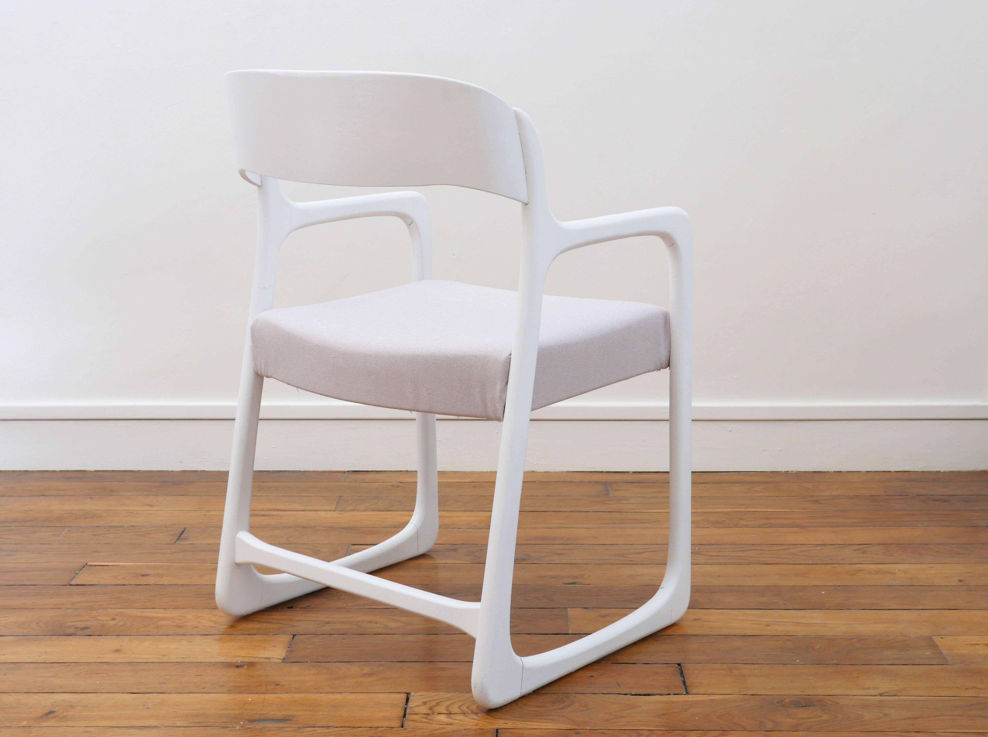 Baumann Sleigh Armchair - Restored - Fabric, foam & straps: new