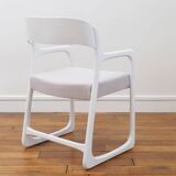 Baumann Sleigh Armchair - Restored - Fabric, foam & straps: new