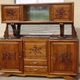 Large buffet with 2 bodies in walnut and marble