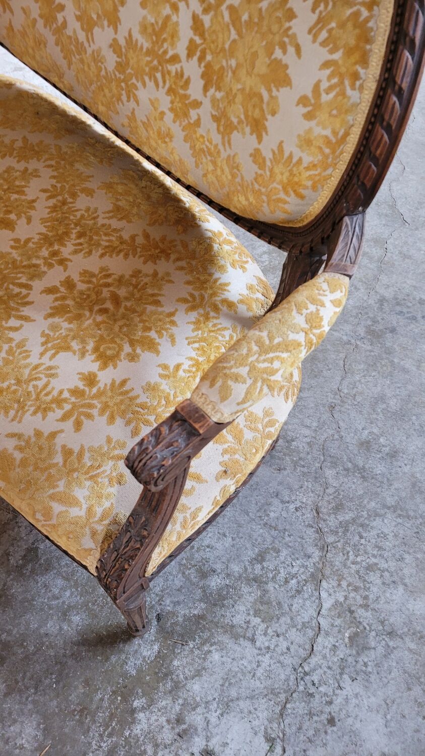 Louis XVI style sofa bench carved