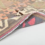 5x10 Long Wide Brown & Pink Tribal Vintage Kilim Rug, 163x298Cm
