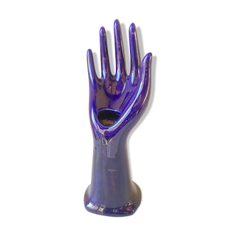 Vase baguier hand soliflore ceramic enamelled vintage 70s