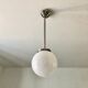 Minimalist chrome and opaline pendant lamp 1950