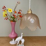 Vintage pink frosted glass lampshade pendant light