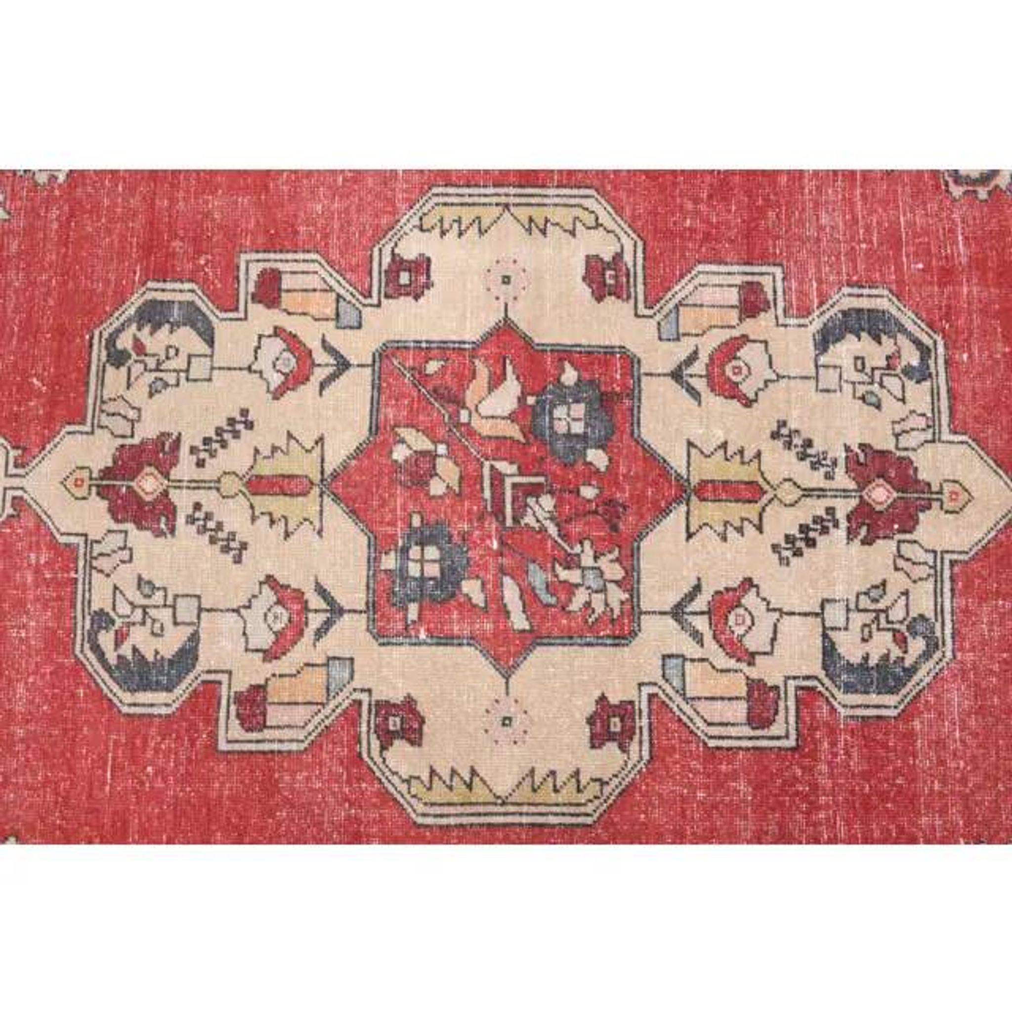 Vintage Turkish Oushak Handmade Wool Cotton Red Area Rug 130x240