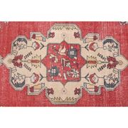 Vintage Turkish Oushak Handmade Wool Cotton Red Area Rug 130x240