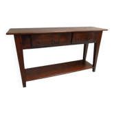 Table d'appoint espagnole en chêne ancien avec 2 tiroirs