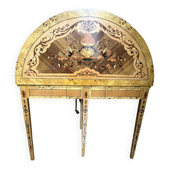 Table louis XVI en bois de roi avec une marqueterie florale