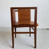 Wilhelm Schmidt Oak and Cane Armchair for Prag-Rudniker Wickerwork, c. 1902