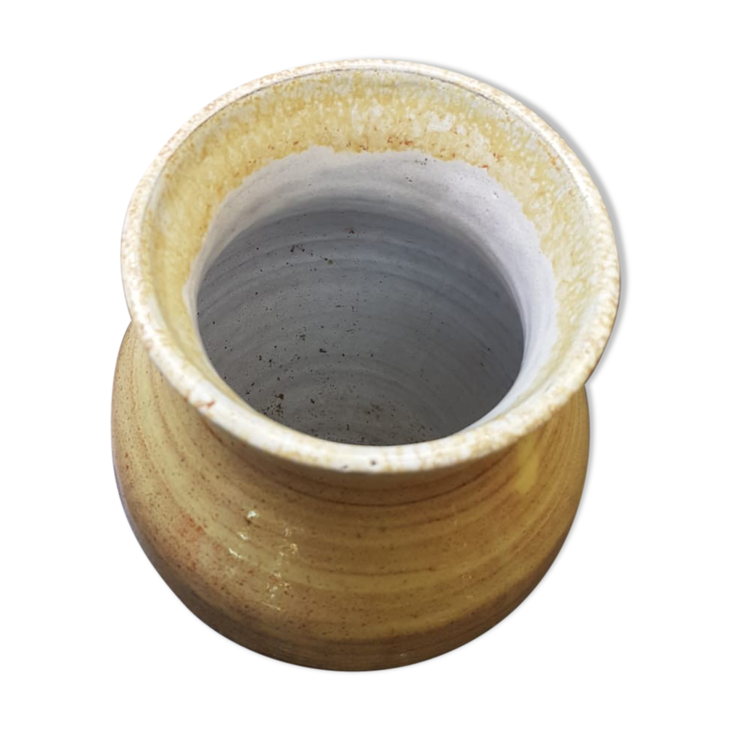 Vase Soulaines Dhuys royer enamelled stoneware brown beige vintage