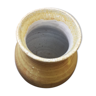 Vase Soulaines Dhuys royer enamelled stoneware brown beige vintage