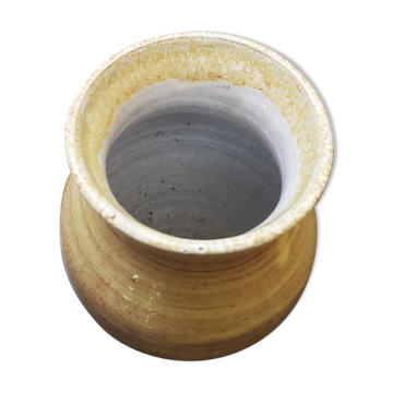 Vase Soulaines Dhuys royer enamelled stoneware brown beige vintage