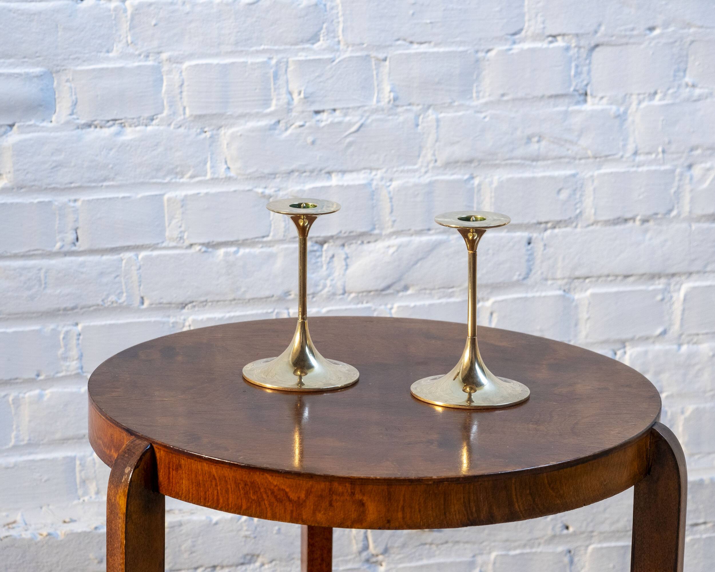 2x Brass Candle Holder by Max Brüel for Torben Ørskov, 1960s Denmark