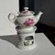 Complete porcelain teapot and warmer with pink floral decoration H18