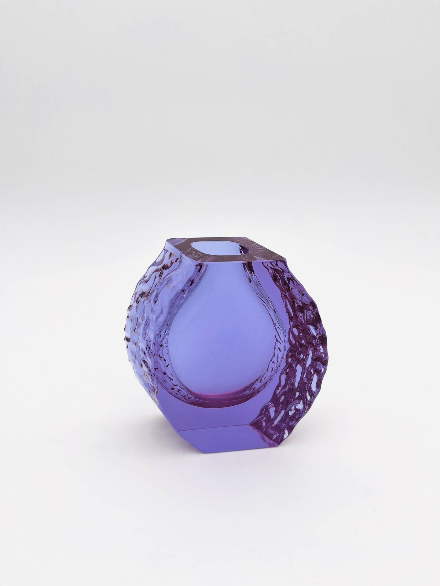 Murano Vase Alexandrite Mandruzzato Neodymium Brutalist Bark 13.5