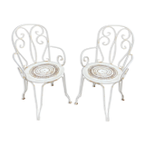 Pair of armchairs vintage wrought iron garden chairs