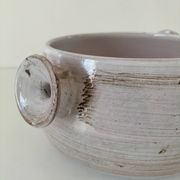 Glazed stoneware dish with floral motif