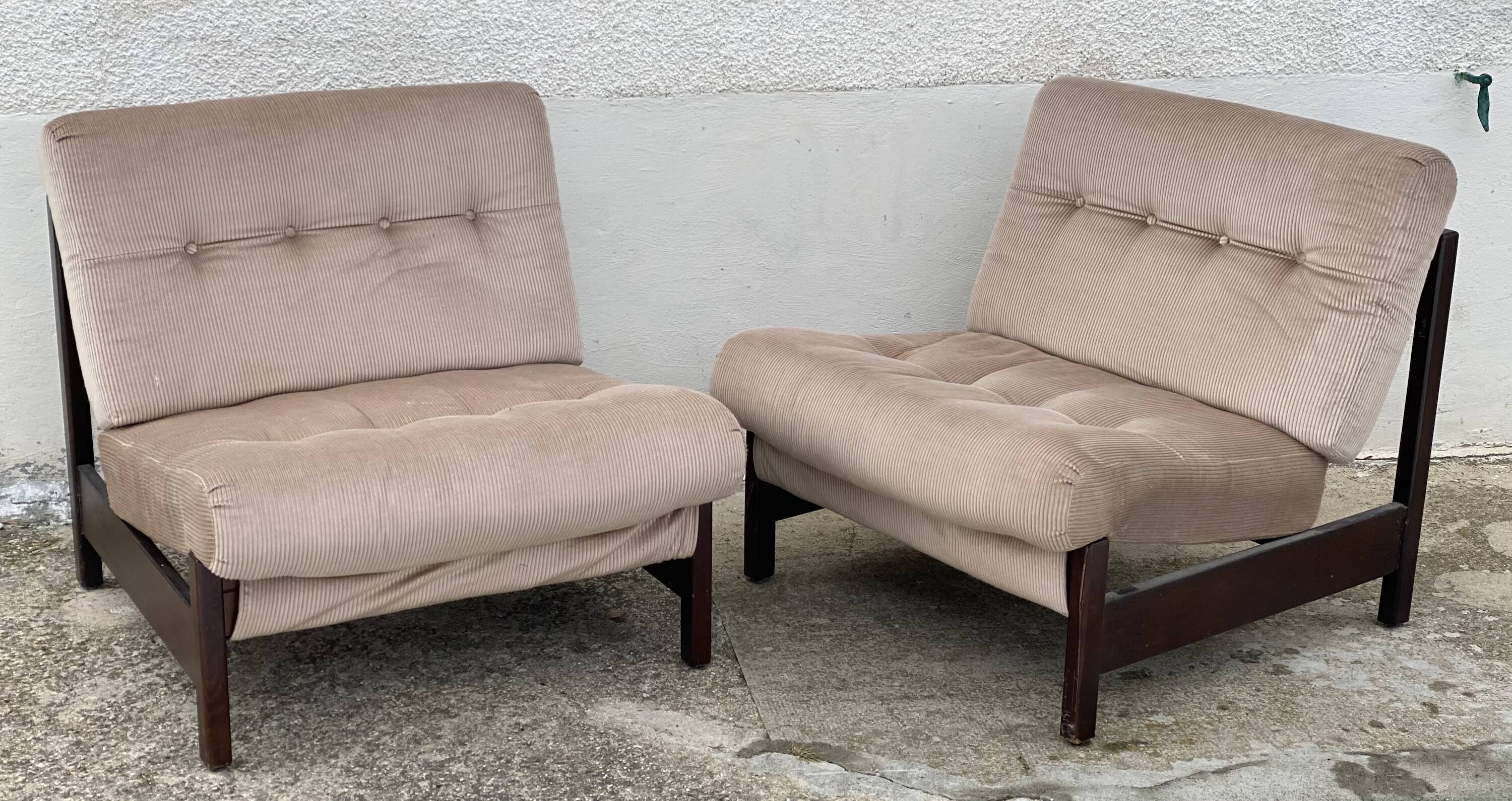 Pair of vintage 1960s Scandinavian armchairs.