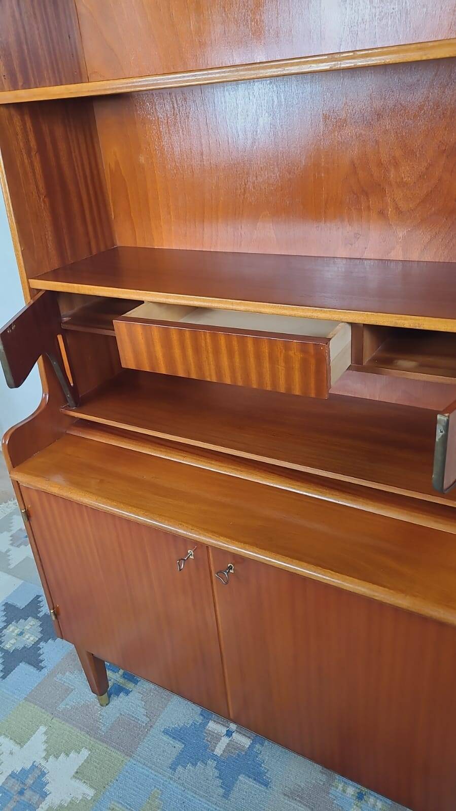 Scandinavian secretary bookcase in solid teak, Denmark, 1960s